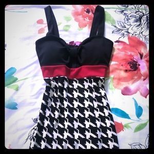 Black white and red dress